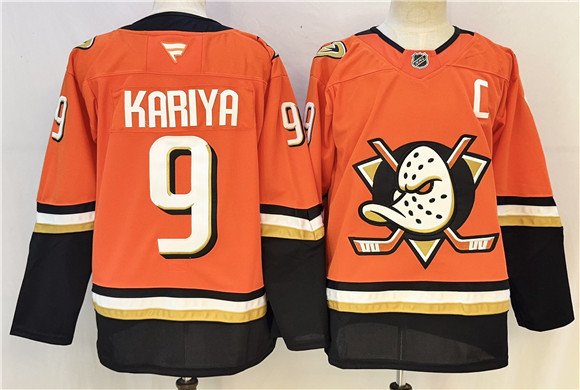 Men's Anaheim Ducks 9 Paul Kariya Orange 2026 With C Patch Home Stitched Hockey Jersey Men's Anaheim Ducks 9 Paul Kariya Orange 2026 With C Patch Home Stitched Hockey Jersey