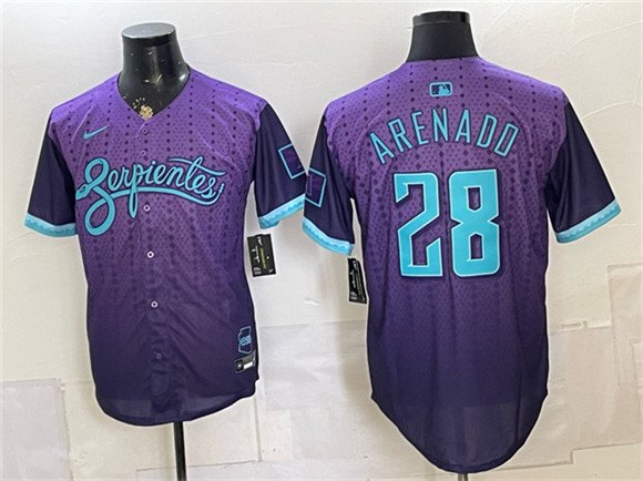 Men's Arizona Diamondbacks 28 Nolan Arenado Purple 2025 City Connect Limited Stitched Baseball Jersey