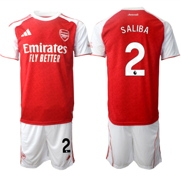 Men's Arsenal F.C 2 William Saliba 2026 Red Home Soccer Jersey Suit