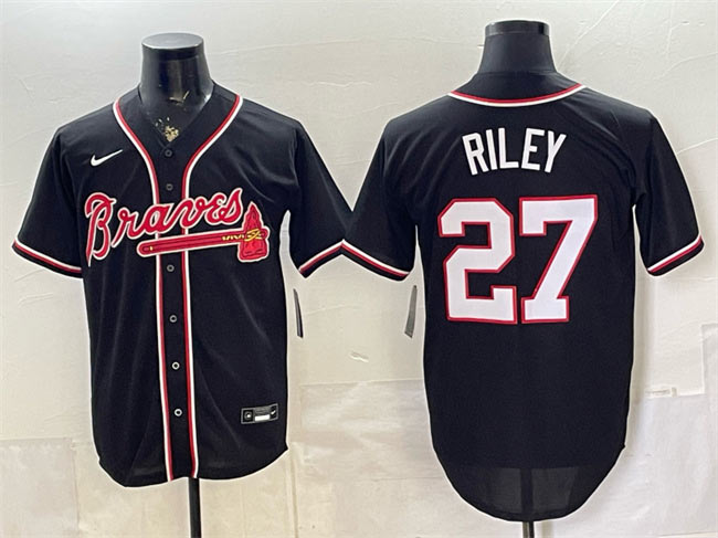 Men's Atlanta Braves 27 Austin Riley 2026 Fashion Replica Black Out Stitched Baseball Jersey