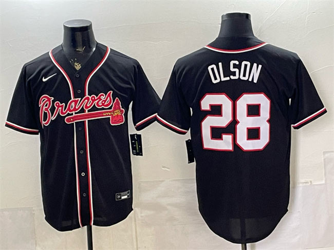 Men's Atlanta Braves 28 Matt Olson 2026 Fashion Replica Black Out Stitched Baseball Jersey