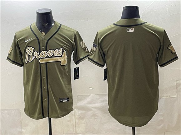 Men's Atlanta Braves Blank Olive 2026 Armed Forces Day Stitched Baseball Jersey
