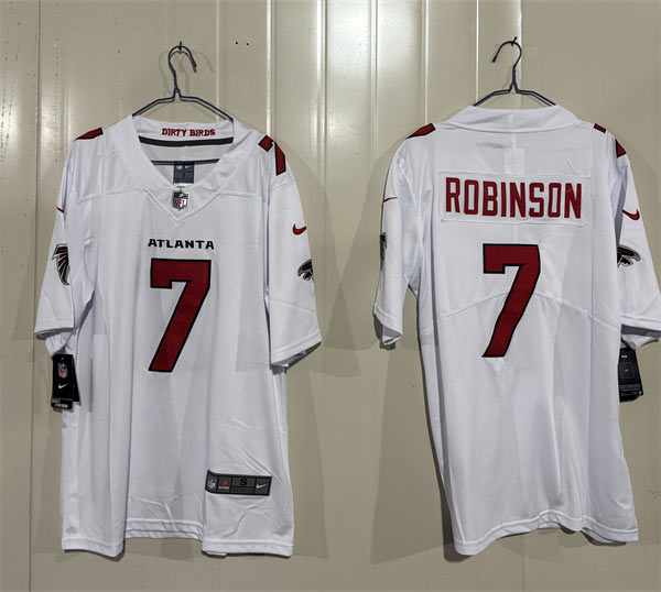 Men's Atlanta Falcons 7 Bijan Robinson White 2026 New Vapor Untouchable Limited Football Stitched Jersey Men's Atlanta Falcons 7 Bijan Robinson White 2026 New Vapor Untouchable Limited Football Stitched Jersey