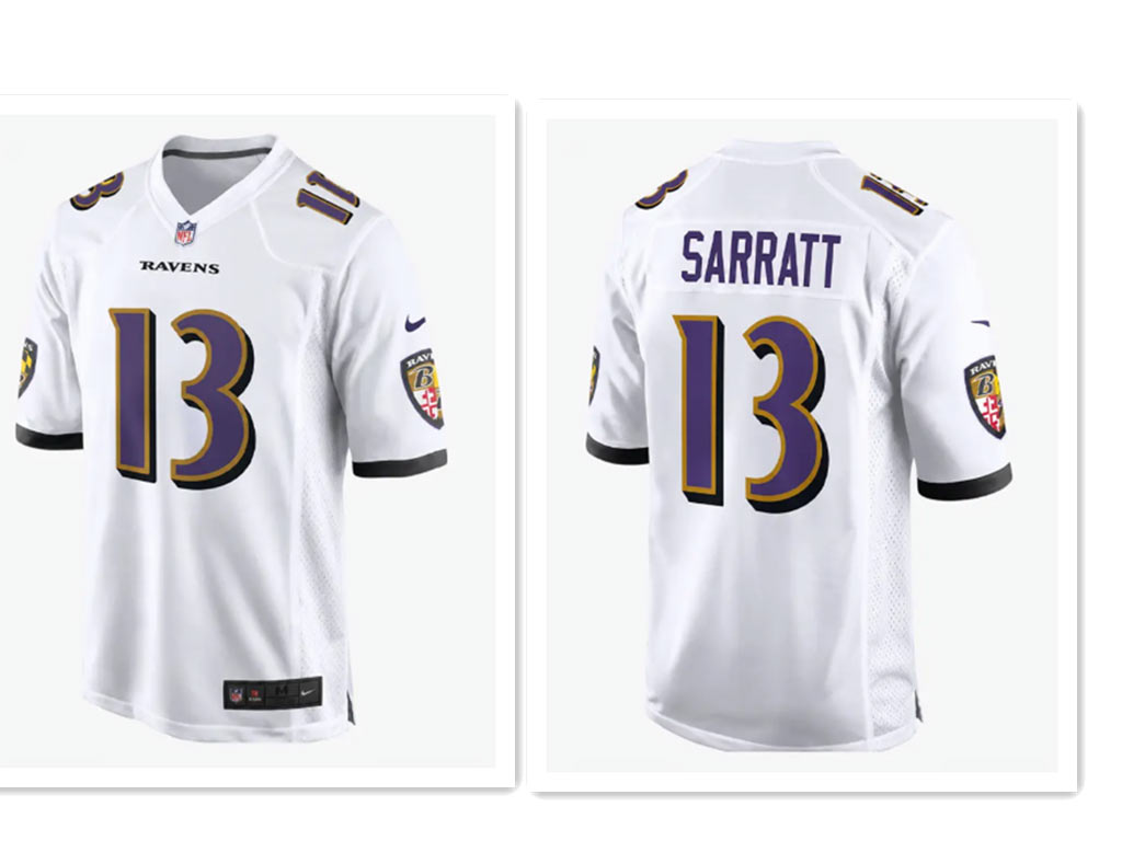Men's Baltimore Ravens 13 Elijah Sarratt White Alternate Stitched NFL Nike Game Jersey