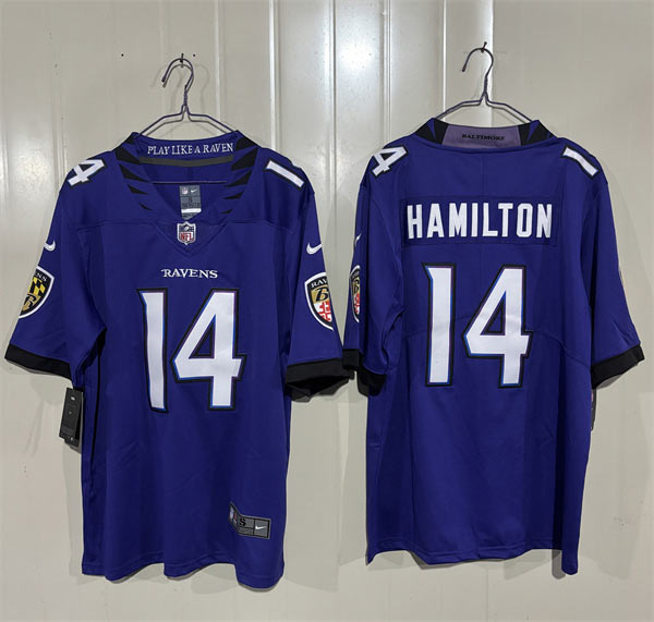 Men's Baltimore Ravens 14 Kyle Hamilton Purple 2026 Alternate Vapor Limited Football Stitched Jersey Men's Baltimore Ravens 14 Kyle Hamilton Purple 2026 Alternate Vapor Limited Football Stitched Jersey