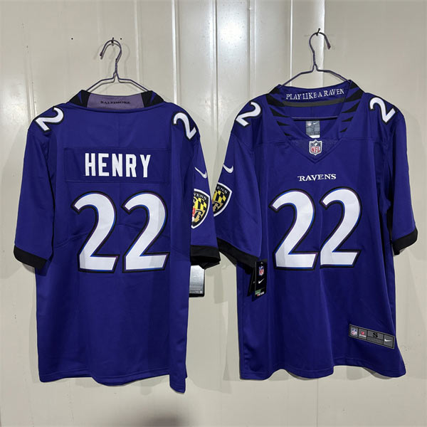 Men's Baltimore Ravens 22 Derrick Henry Purple 2026 Alternate Vapor Limited Football Stitched Jersey