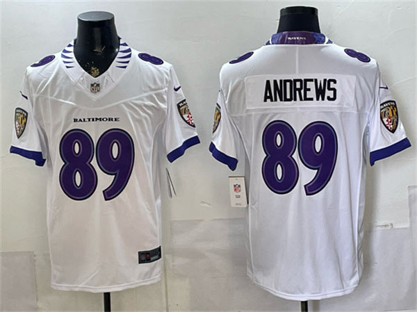 Men's Baltimore Ravens 89 Mark Andrews White 2026 F.U.S.E. Vapor Limited Football Stitched Jersey