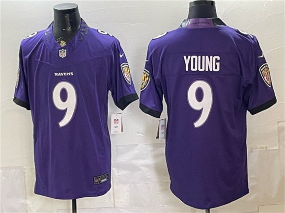 Men's Baltimore Ravens 9 Zion Young Purple 2026 F U S E Vapor Limited Football Stitched Jersey Men's Baltimore Ravens 9 Zion Young Purple 2026 F U S E Vapor Limited Football Stitched Jersey