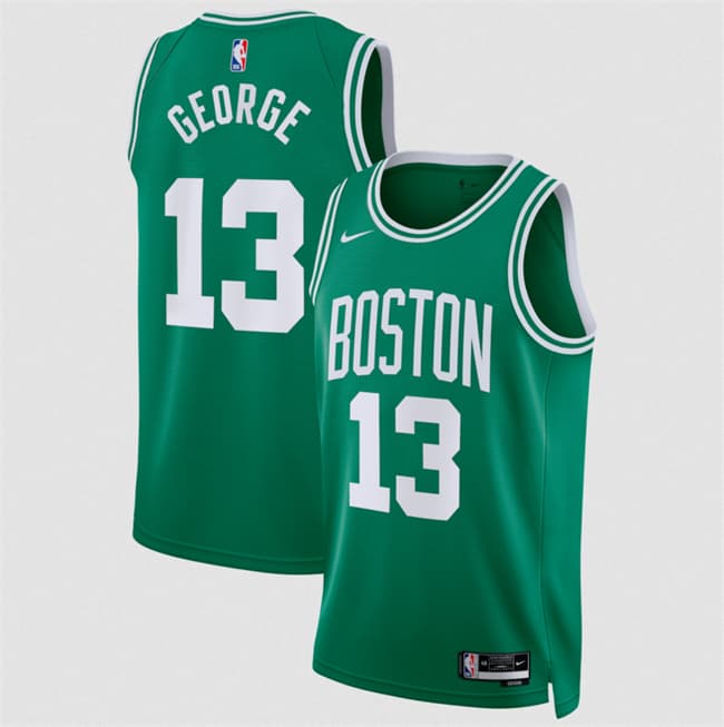 Men's Boston Celtics 13 Paul George Kelly Green 2026 Icon Edition Stitched Basketball Jersey