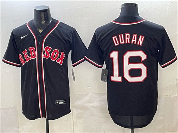 Men's Boston Red Sox 16 Jarren Duran 2026 Fashion Replica Black Out Stitched Baseball Jersey