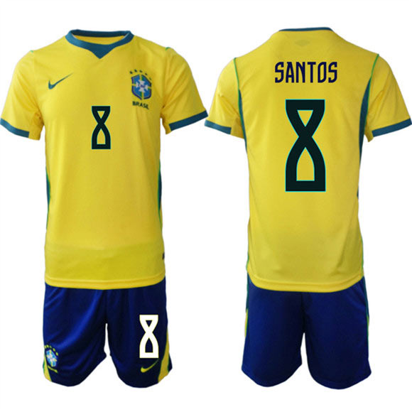 Men's Brazil national football team 8 Andrey Santos Yellow Home 2026 Soccer Jersey Suit
