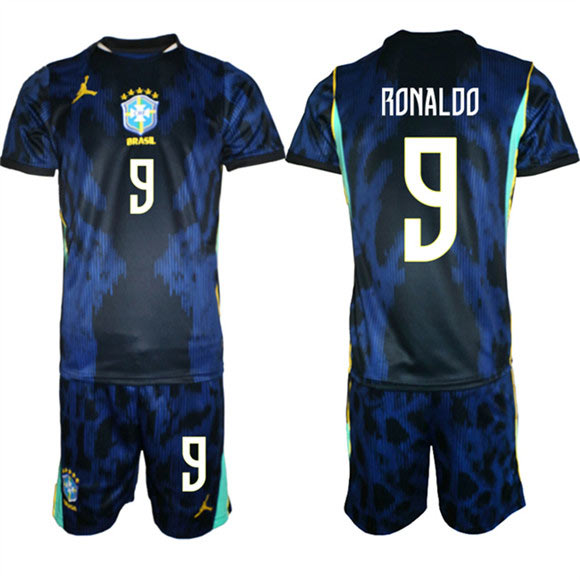 Men's Brazil national football team 9 Ronaldo Navy 2026 Away Soccer Jersey Suit