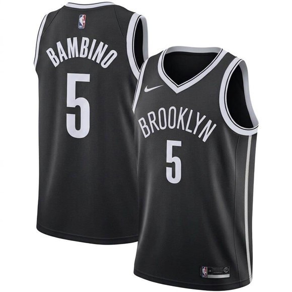 Men's Brooklyn Nets 5 Bambino Black Icon Edition Stitched Basketball Jersey