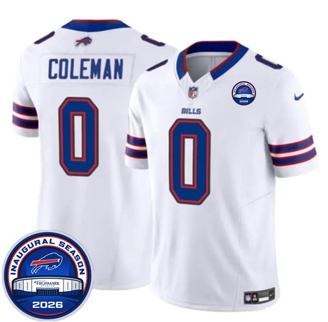 Men's Buffalo Bills 0 Keon Coleman White F U S E 2026 Inaugural Season at Highmark Stadium Football Stitched Jersey