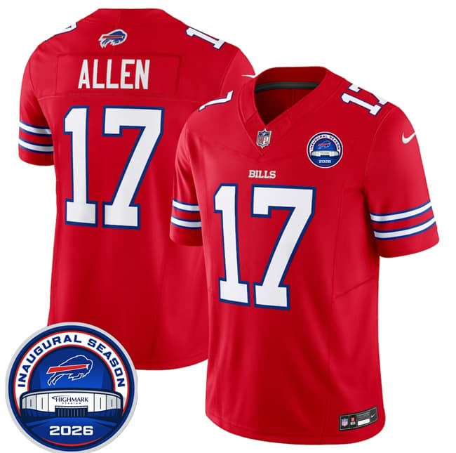 Men's Buffalo Bills 17 Josh Allen Red F U S E 2026 Inaugural Season at Highmark Stadium Football Stitched Jersey