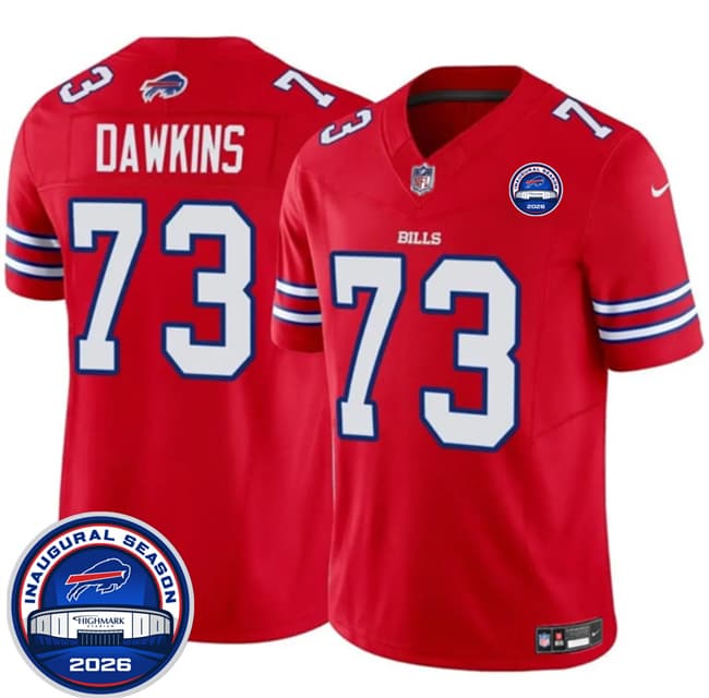 Men's Buffalo Bills 73 Dion Dawkins Red F U S E 2026 Inaugural Season at Highmark Stadium Football Stitched Jersey