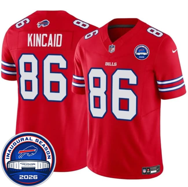 Men's Buffalo Bills 86 Dalton Kincaid Red F U S E 2026 Inaugural Season at Highmark Stadium Football Stitched Jersey