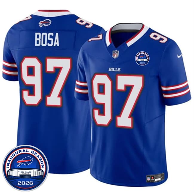 Men's Buffalo Bills 97 Joey Bosa Blue F U S E 2026 Inaugural Season at Highmark Stadium Football Stitched Jersey