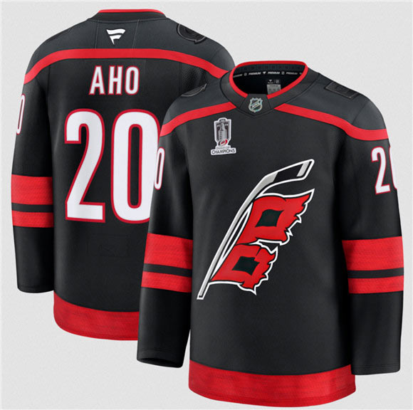 Men's Carolina Hurricanes 20 Sebastian Aho Black 2026 Stanley Cup Champions Home Stitched Jersey