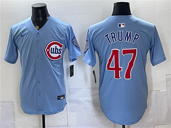 Men's Chicago Cubs 47 Trump Blue 2026 2nd Alternate Limited Stitched Baseball Jersey