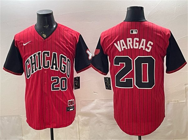Men's Chicago White Sox 20 Miguel Vargas Red Black 2025 City Connect Limited Stitched Baseball Jersey
