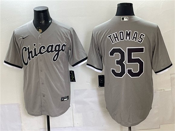 Men's Chicago White Sox 35 Frank Thomas Gray Stitched Baseball Jersey
