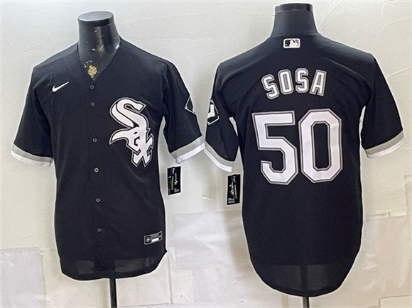 Men's Chicago White Sox 50 Lenyn Sosa Black Stitched Baseball Jersey