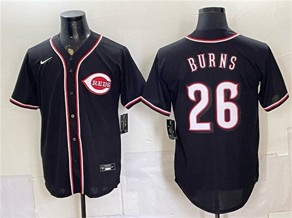 Men's Cincinnati Reds 26 Chase Burns 2026 Fashion Replica Black Out Stitched Baseball Jersey
