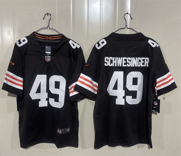 Men's Cleveland Browns 49 Carson Schwesinger Brown 2026 Vapor Limited Football Stitched Jersey