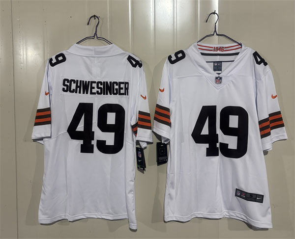 Men's Cleveland Browns 49 Carson Schwesinger White 2026 Vapor Limited Football Stitched Jersey