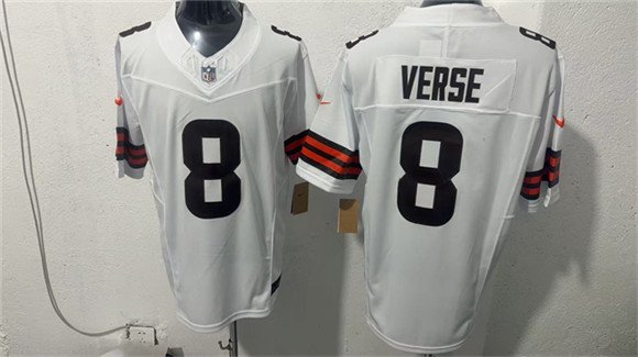 Men's Cleveland Browns 8 Jared Verse White 2026 Vapor Limited Football Stitched Jersey