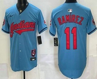 Men's Cleveland Guardians 11 Jose Ramirez Blue Limited Jersey