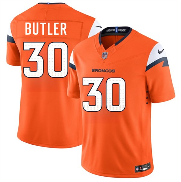 Men's Denver Broncos 30 Hakeem Butler Orange 2026 F U S E Vapor Limited Football Stitched Jersey