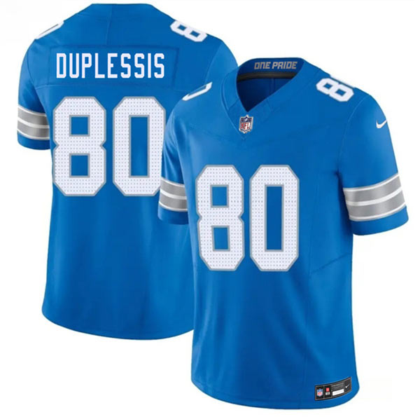 Men's Detroit Lions 80 Kyre Duplessis Blue 2026 F.U.S.E. Vapor Limited Football Stitched Jersey Men's Detroit Lions 80 Kyre Duplessis Blue 2026 F.U.S.E. Vapor Limited Football Stitched Jersey