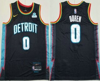 Men's Detroit Pistons 0 Jalen Duren Black 2025 City Sponsor Swingman Jersey