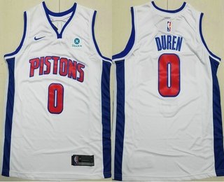 Men's Detroit Pistons 0 Jalen Duren White Icon Sponsor Swingman Jersey