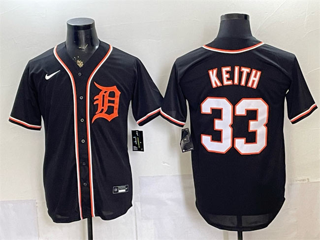 Men's Detroit Tigers 33 Colt Keith 2026 Fashion Replica Black Out Stitched Baseball Jersey