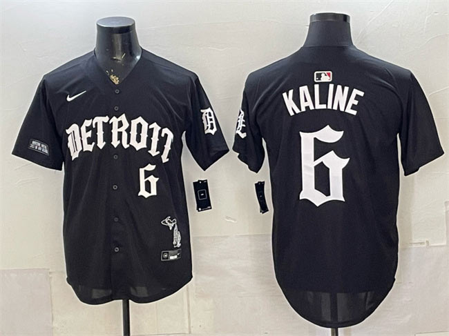 Men's Detroit Tigers 6 Al Kaline 2026 Black 'Motor Gothic Edition' Vapor Premier Limited Stitched Baseball Jersey Men's Detroit Tigers 6 Al Kaline 2026 Black 'Motor Gothic Edition' Vapor Premier Limited Stitched Baseball Jersey