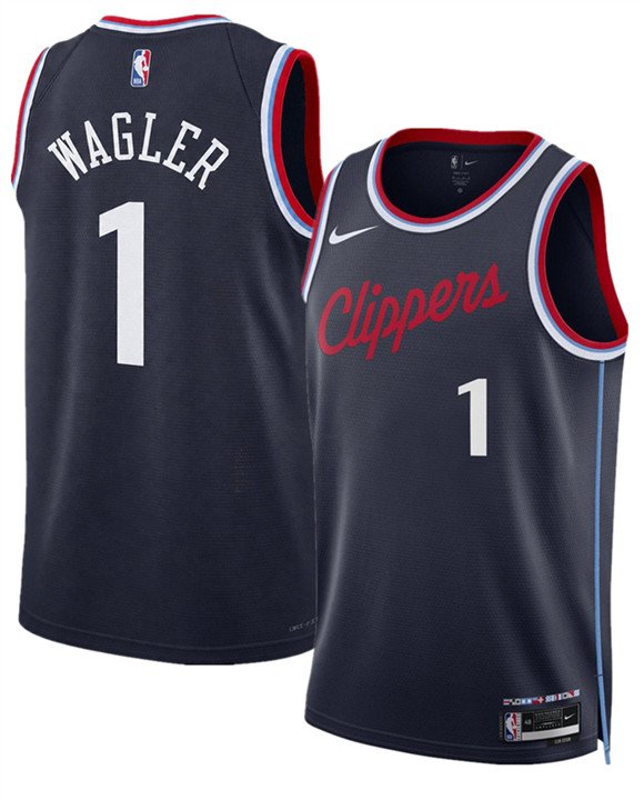 Men's Los Angeles Clippers 1 Keaton Wagler Navy 2026 Draft City Edition Stitched Jersey