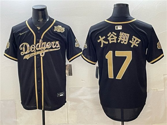 Men's Los Angeles Dodgers 17 大谷翔平 Black Military Appreciation Game Day Stitched Baseball Jersey