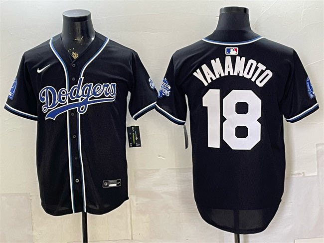 Men's Los Angeles Dodgers 18 Yoshinobu Yamamoto B2B Champs 2026 Black Out Style Vapor Limited Stitched Baseball Jersey