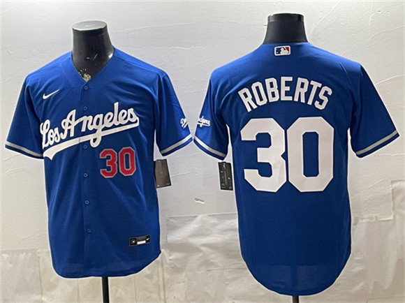 Men's Los Angeles Dodgers 30 Dave Roberts Royal Alternate Stadium Stitched Baseball Jersey