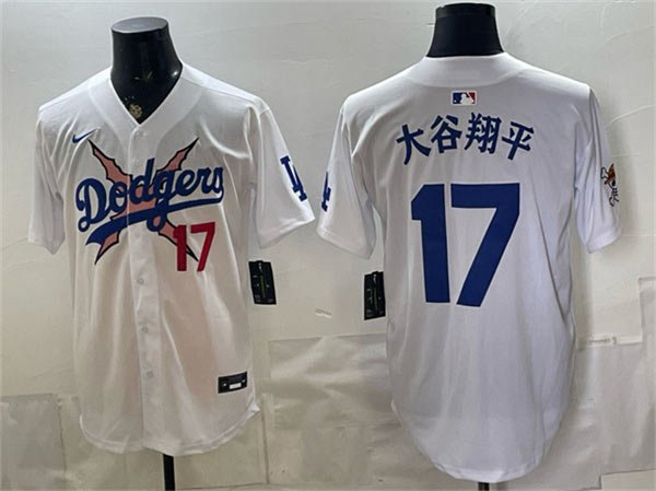 Men's Los Angeles Dodgers x One Piece 17 大谷翔平 White Vapor Premier Limited Stitched Baseball Jersey