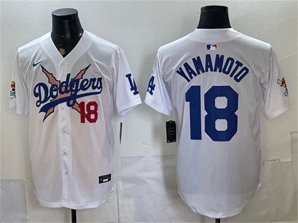 Men's Los Angeles Dodgers x One Piece 18 Yoshinobu Yamamoto White Vapor Premier Limited Stitched Baseball Jersey