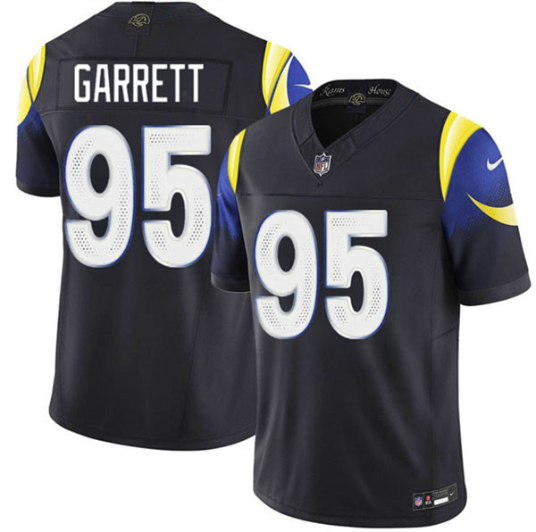Men's Los Angeles Rams 95 Myles Garrett Black 2025 F.U.S.E. “Rivalries” Vapor Limited Football Stitched Jersey
