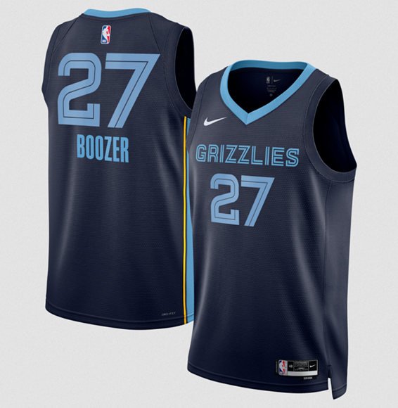 Men's Memphis Grizzlies 27 Cameron Boozer Navy 2026 Draft Icon Edition Stitched Jersey