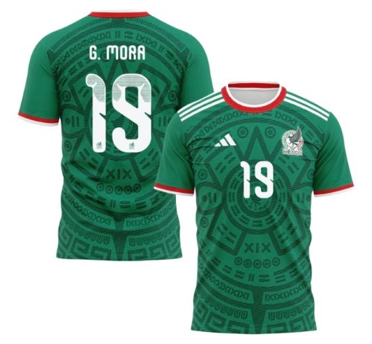 Men's Mexico 19 G MORA 2026 Green Jersey Men's Mexico 19 G MORA 2026 Green Jersey