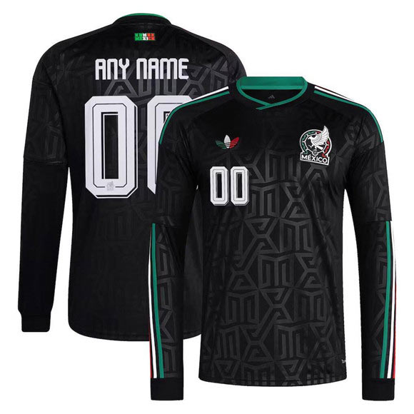 Men's Mexico Custom Black 2026 Long Sleeve Soccer Jersey