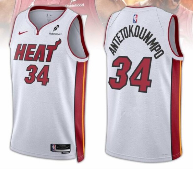 Men's Miami Heat 34 Giannis Antetokounmpo White 2025 Association Edition Swingman Stitched Basketball Jersey Men's Miami Heat 34 Giannis Antetokounmpo White 2025 Association Edition Swingman Stitched Basketball Jersey