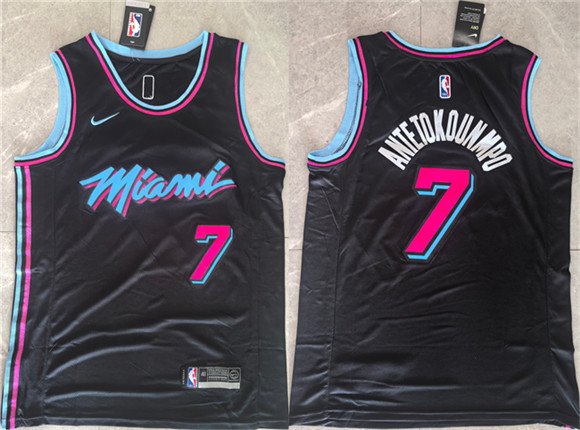 Men's Miami Heat 7 Giannis Antetokounmpo Black 2026 Original Vice Nights Swingman Stitched Basketball Jersey